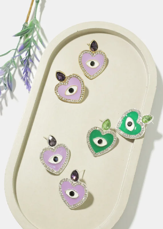 Heart Evil Eye Earrings