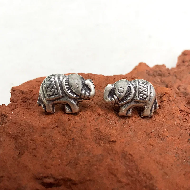 Hill Tribe Elephant Studs - Sterling Silver, Thailand