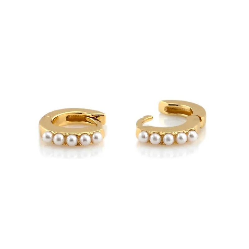 Kris Nations Pearl Huggie Hoop Earrings