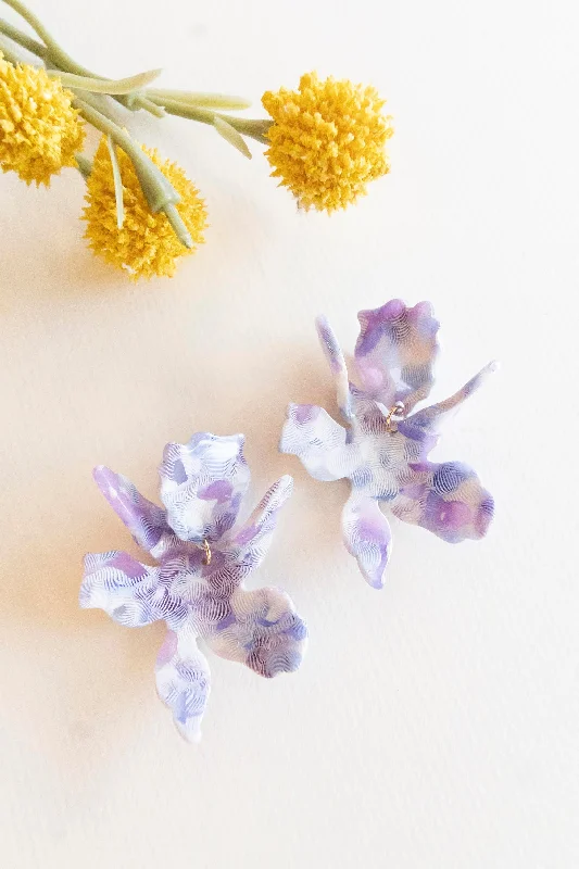 Liz Floral Resin Earrings | Violet Lavender Spring Earrings | Pink Marble Resin Earrings