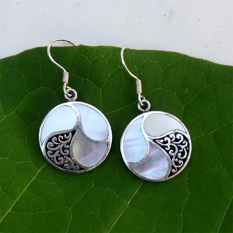 Saja Mother of Pearl Earrings - Sterling Silver, Indonesia