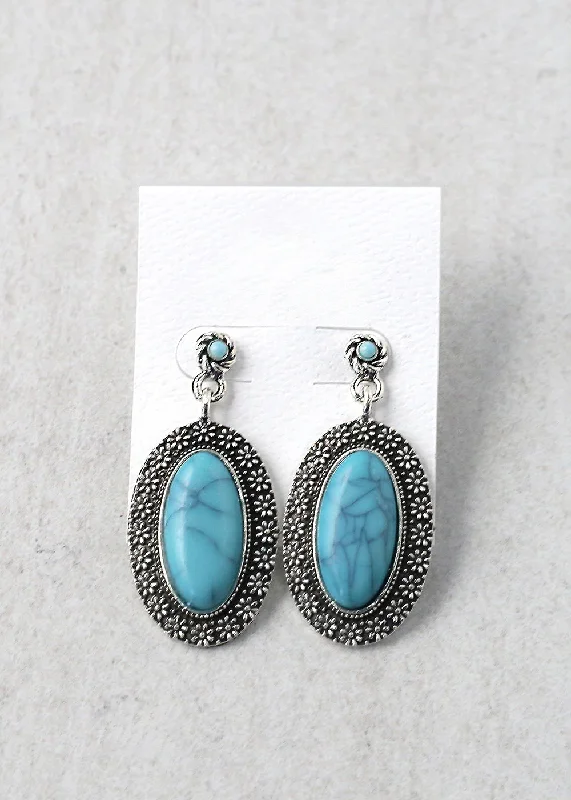 Oval Gemstone Drop Earring