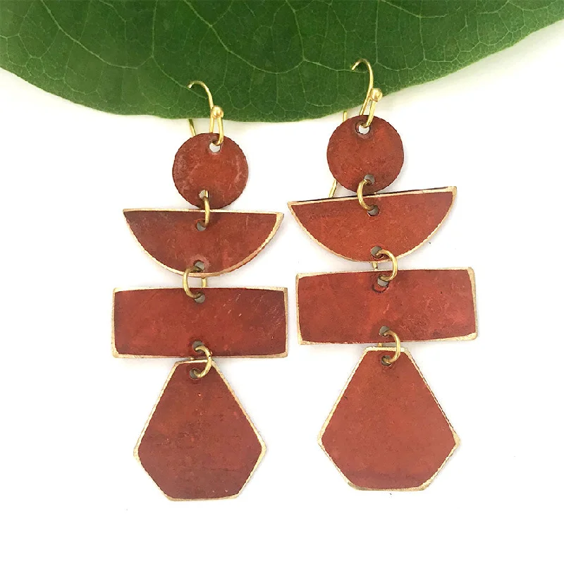 Pagoda Autumn Painted Earrings, India