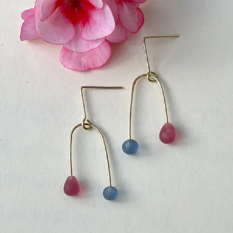 Sea Glass Mobile Earrings - Rose/Sky, India