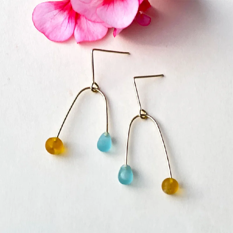 Sea Glass Mobile Earrings - Sun/Sky, India