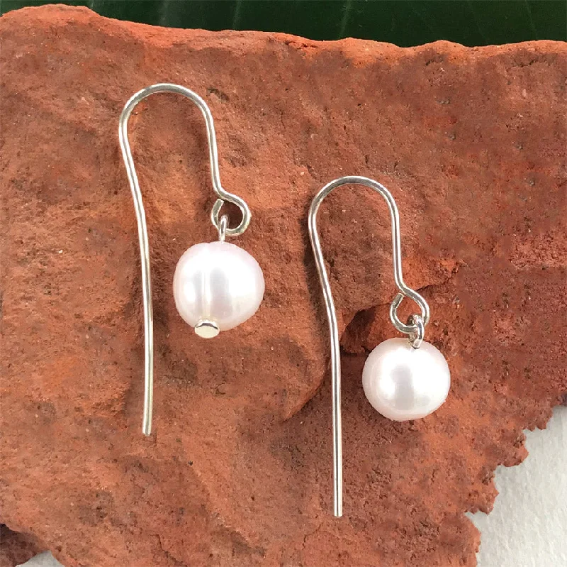 Simplicity Pearl Earrings - Sterling Silver, Indonesia