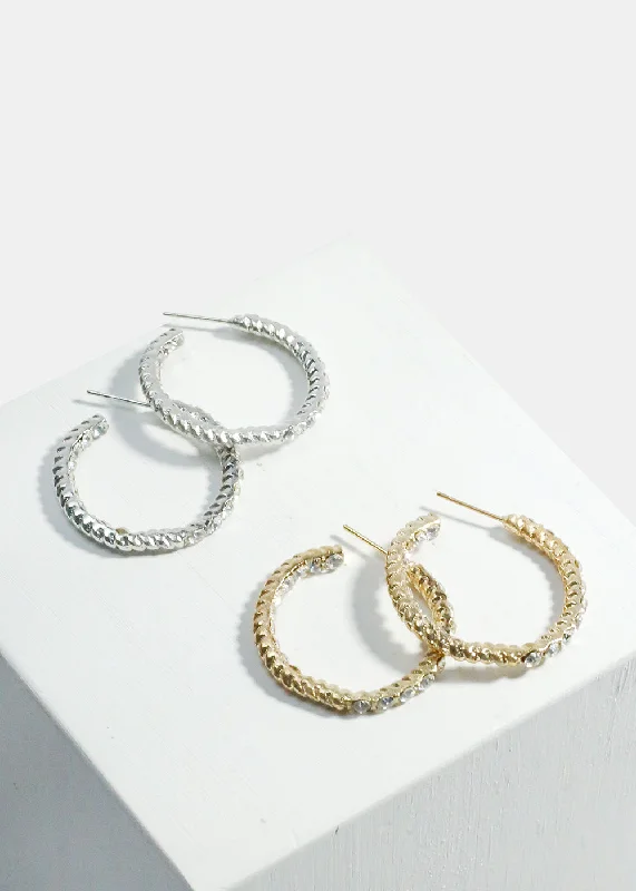 Sparkly Ridged Hoop Earrings