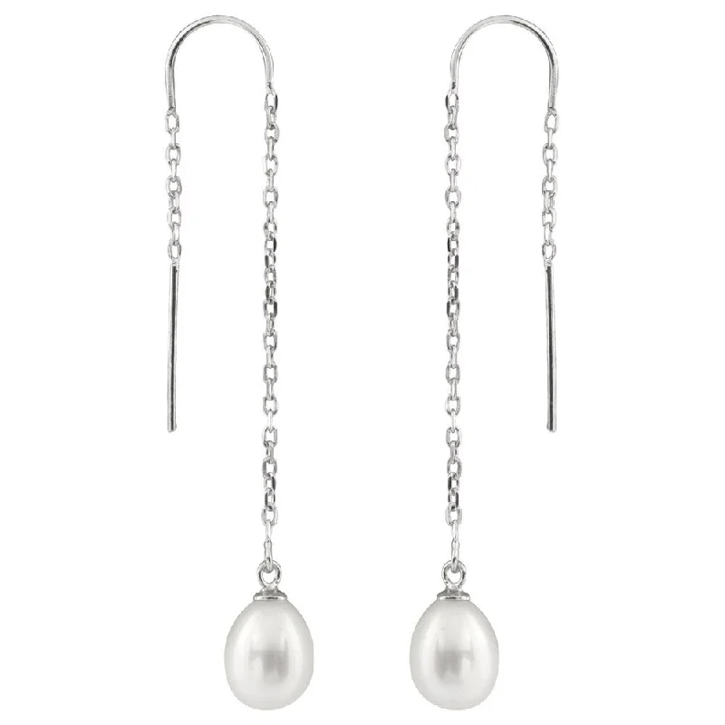 Sterling Silver Freshwater Pearl Earring Threaders (7-8mm)