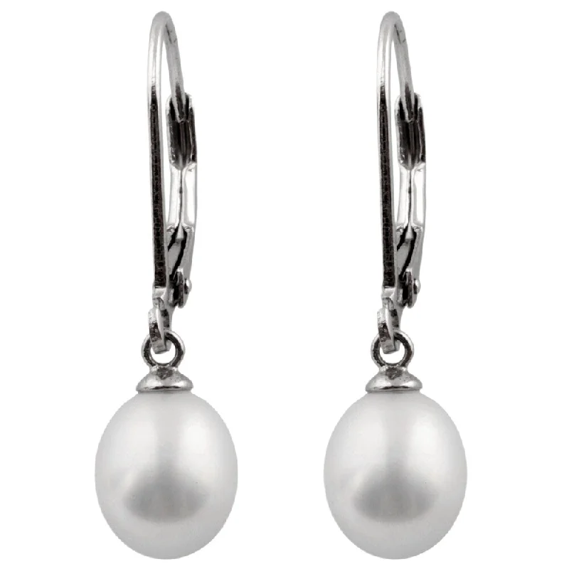 Sterling Silver Pearl Drop-shaped Leverback Earrings