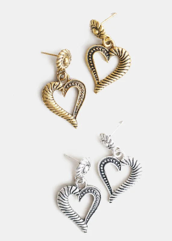 Textured Heart Earrings