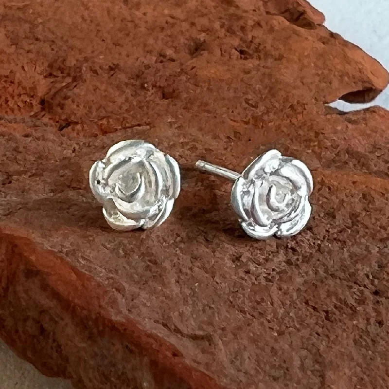 Tiny Rose Studs - Sterling Silver, Indonesia