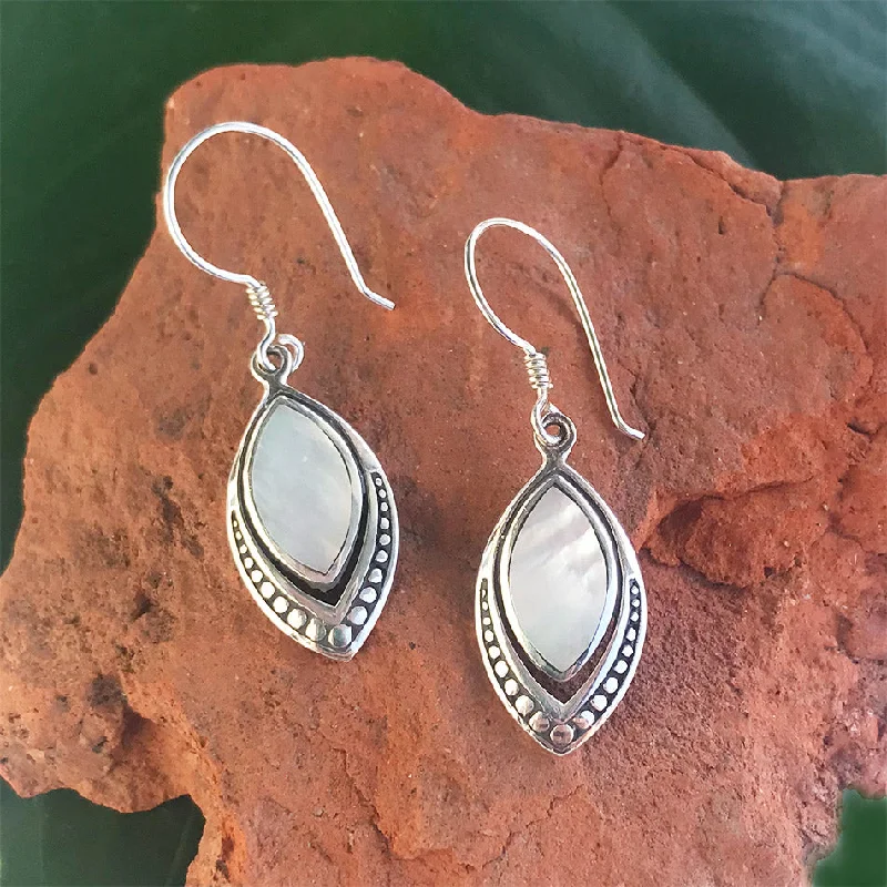 Translucent Earrings, Mother-of-Pearl - Sterling Silver, Indonesia