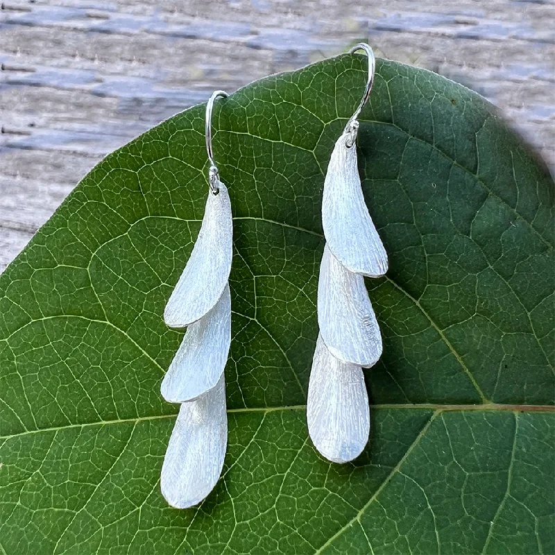 Triple Petal Earrings - Sterling Silver, Indonesia