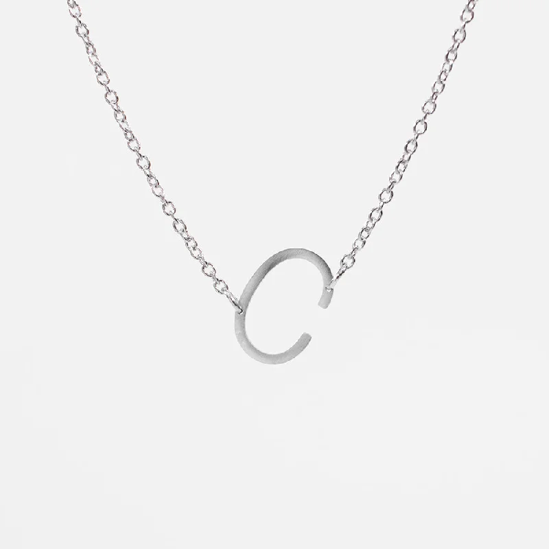 Asymmetrical Silver Initial Necklace