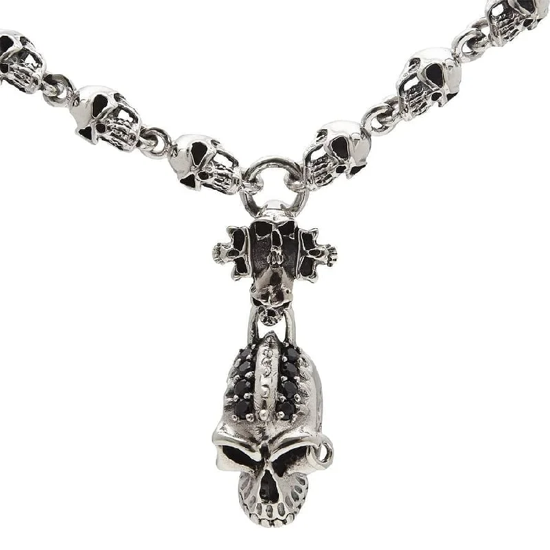 Biker Punk Skull Sterling Silver Necklace