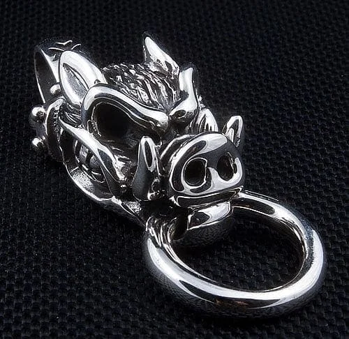 Boar Head Sterling Silver Men's Biker Pendant