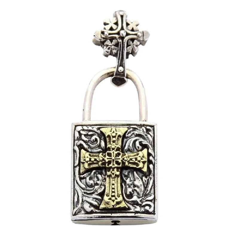 Celtic Cross Padlock Sterling Silver Gothic Pendant