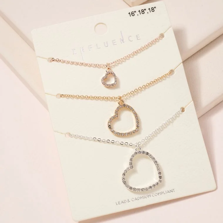 Heart Charms Short Necklace Set