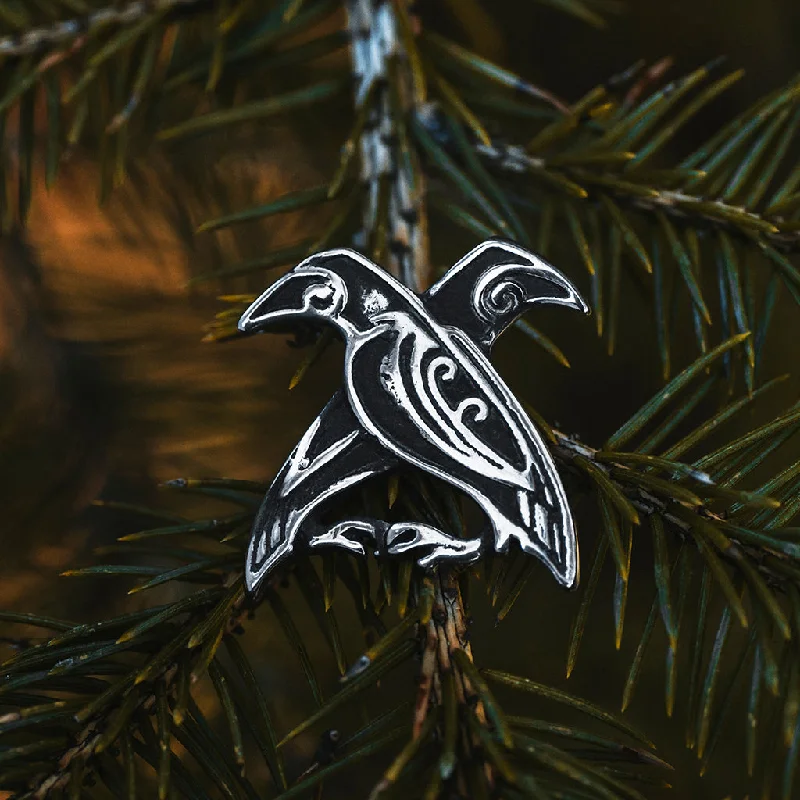 Huginn & Muninn Pendant, Stainless Steel