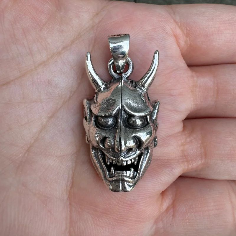 Japanese Devil Sterling Silver Skull Pendant