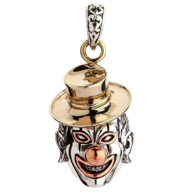 Joker Clown Sterling Silver Pendant Necklace