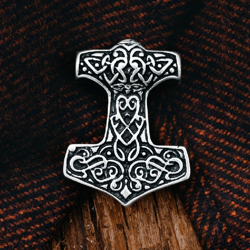 Knotwork Thor's Hammer, Silver