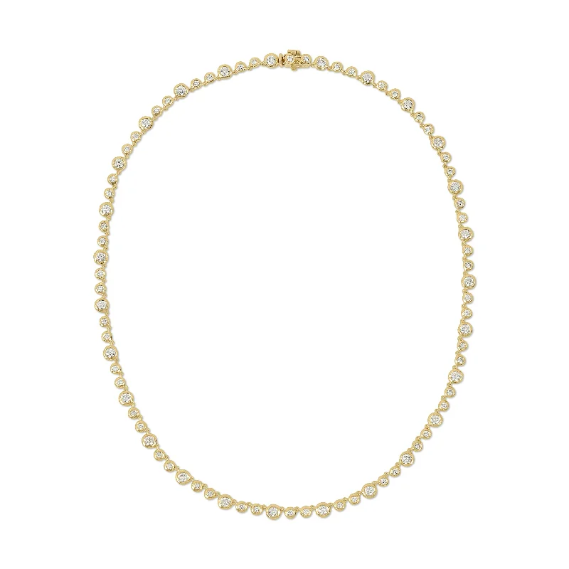 Micro Nesting Gem Tennis Necklace in Diamond