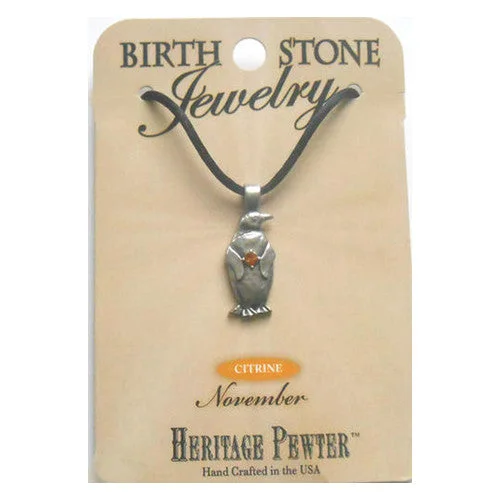 November Penguin Birthstone Pendant (Citrine)