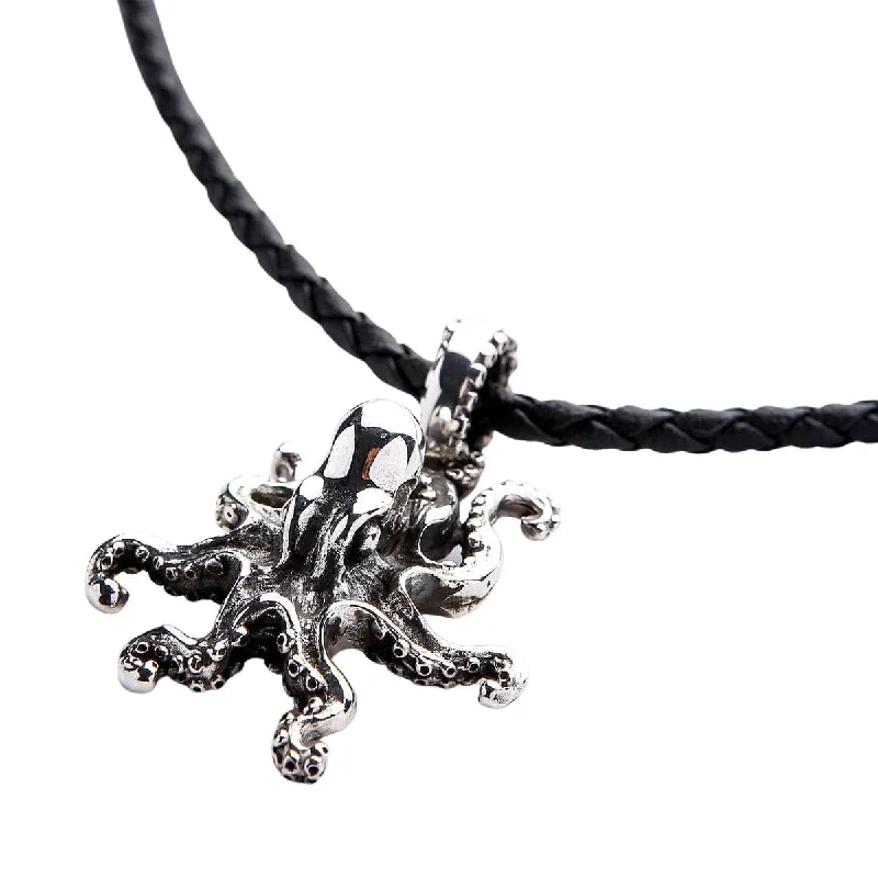 Octopus Sterling Silver Gothic Pendant Necklace