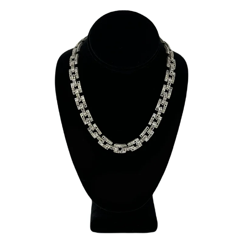 Patricia Locke Arcs Necklace in Silver Black & White