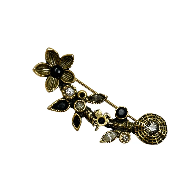 Patricia Locke Charlotte Brooch in Gold Black & White