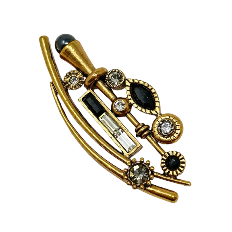 Patricia Locke Metamorphosis Brooch in Gold Black & White