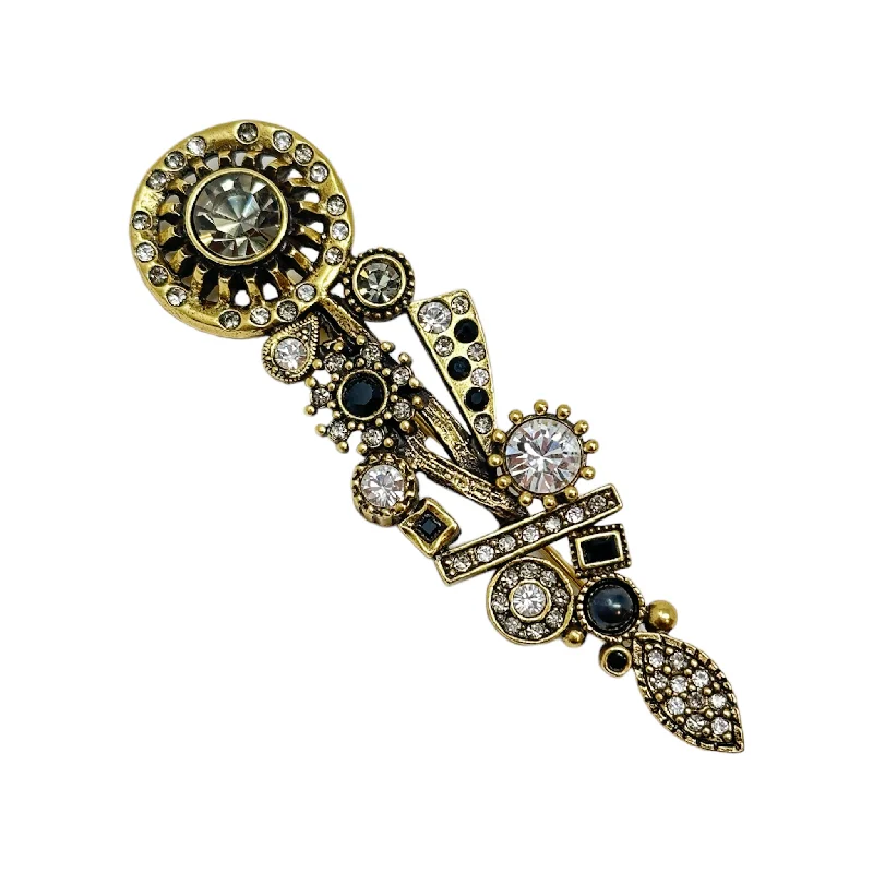 Patricia Locke Scepter Brooch in Gold Black & White