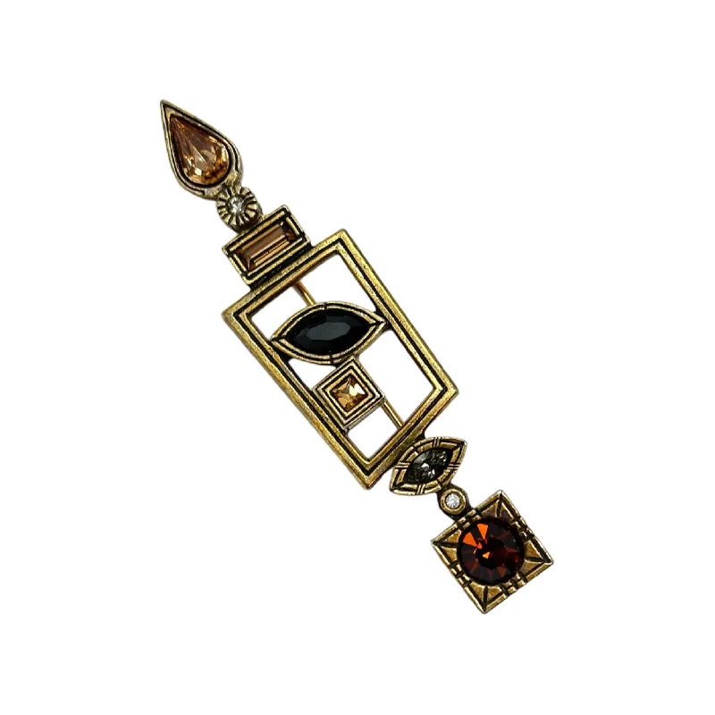 Patricia Locke Trapezoid Wand Brooch in Gold Sahara