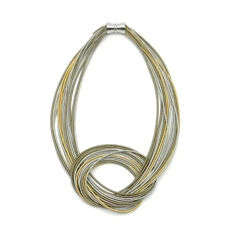 Piano Wire Knot Necklace, Gold & Silver