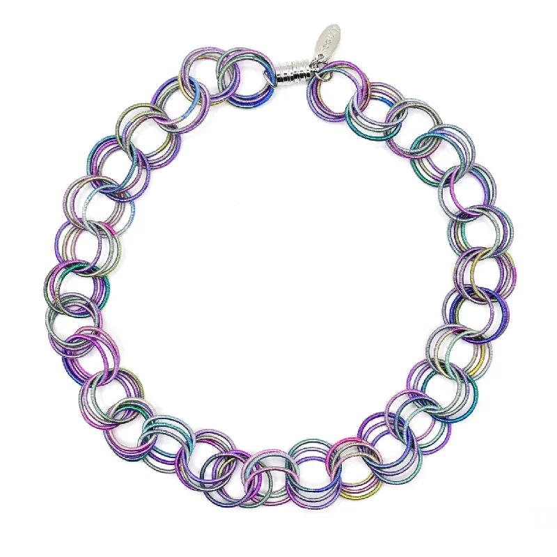 Piano Wire Loops Necklace, Multicolor