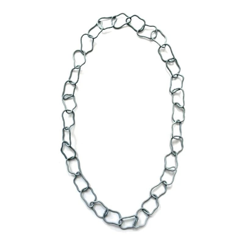 Piano Wire Baroque Loops Necklace, Matte Gray