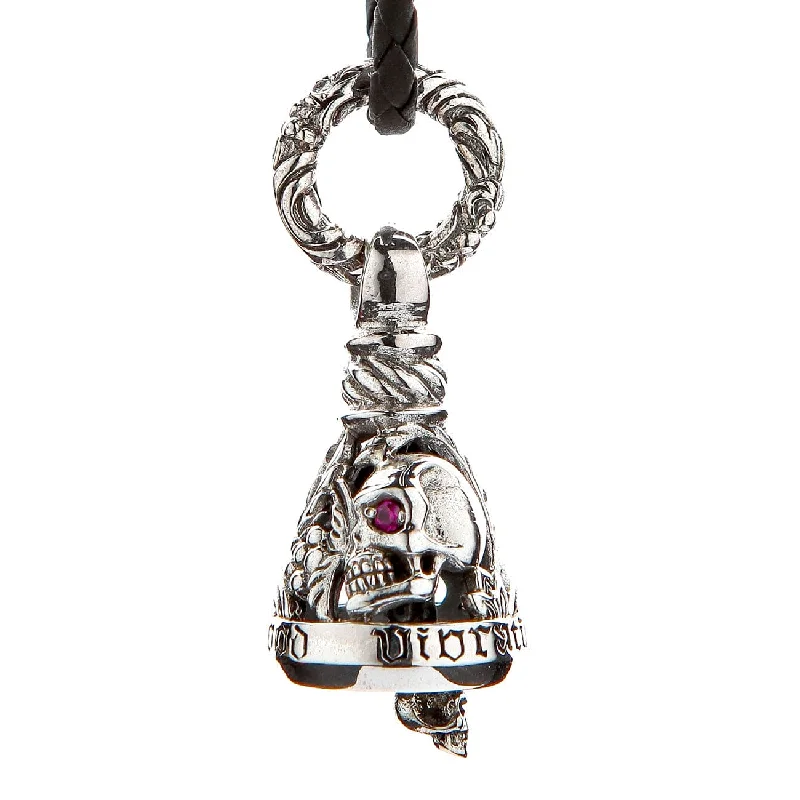 Rider Skull Bell Sterling Silver Biker Pendant