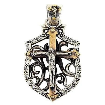 Rocker Cross Sterling Silver Crucifix Jesus Pendant