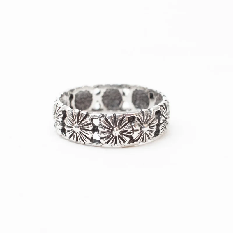 Silver Repeating Flower Band