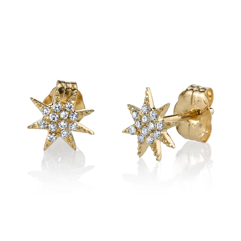 Single Star Earrings with White Pavé Diamonds