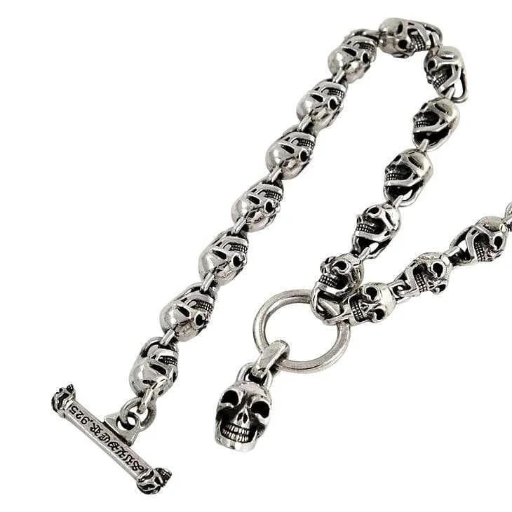 Sterling Silver Skull Biker Necklace