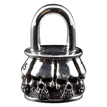 Skull Padlock 925 Sterling Silver Biker Pendant