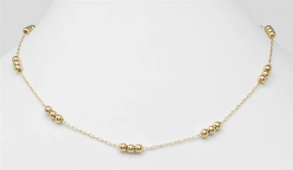 Small Gold Beaded and Gold Chain 16"-18" Necklace