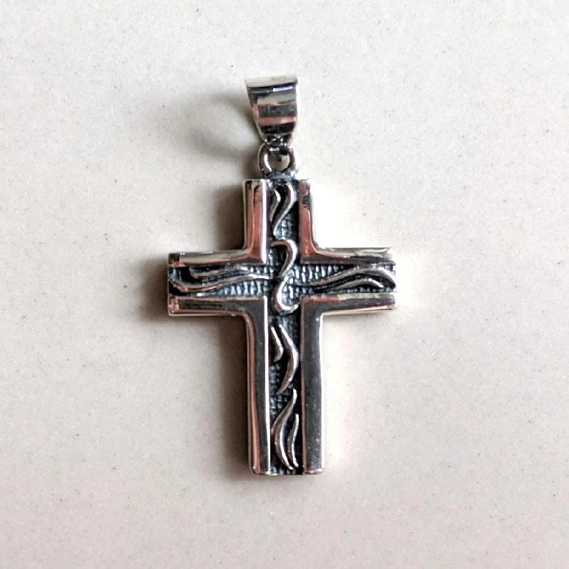 Small Sterling Silver Tribal Cross Pendant