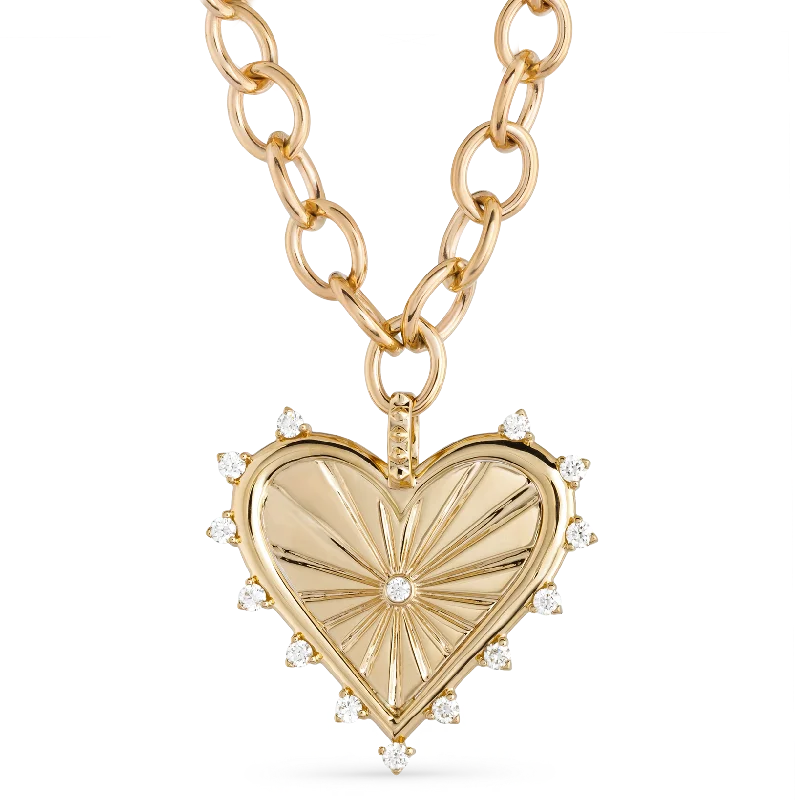 Spiked Heart Necklace with Chain