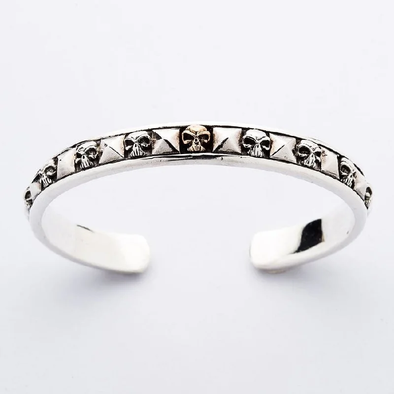 Sterling Silver Skull Biker Cuff Skull Jewelry