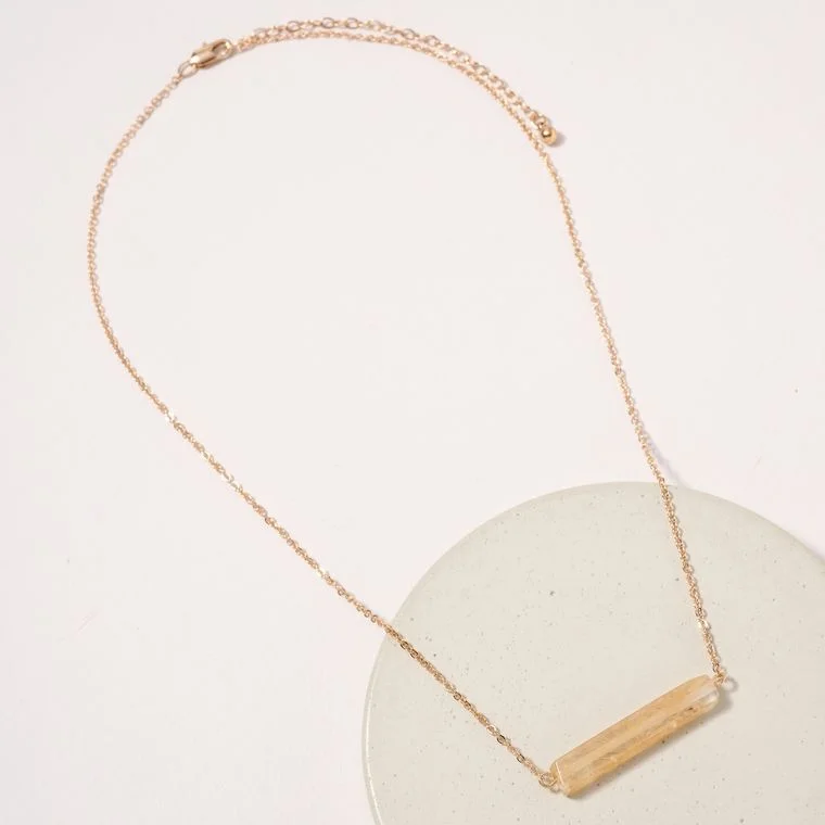 Stone Bar Pendant Short Necklace