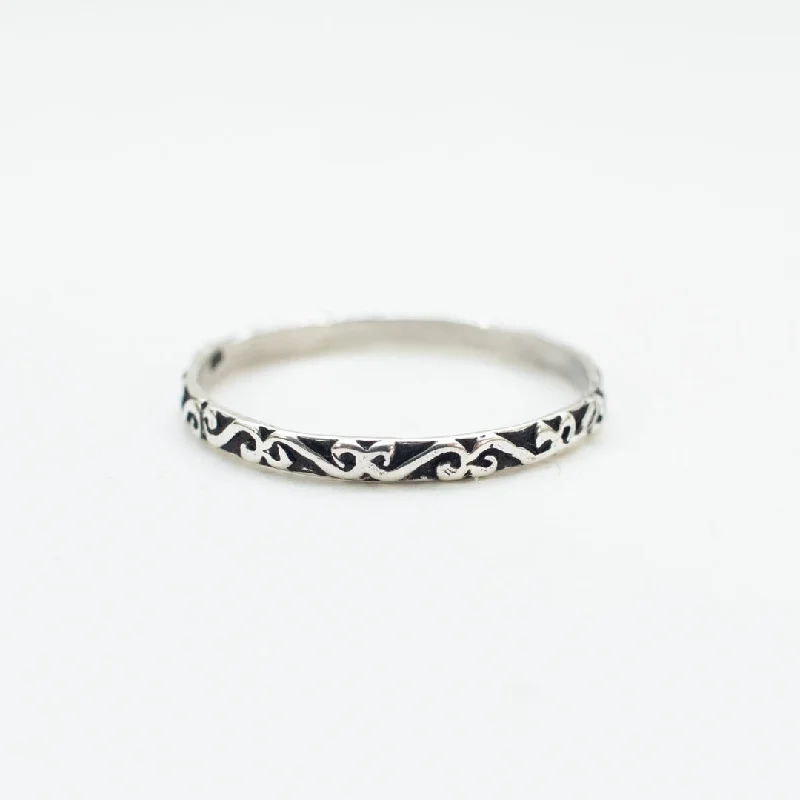 Thin Silver Scroll Band