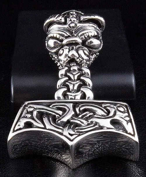 Thors Hammer 925 Sterling Silver Mens Pendant Necklace